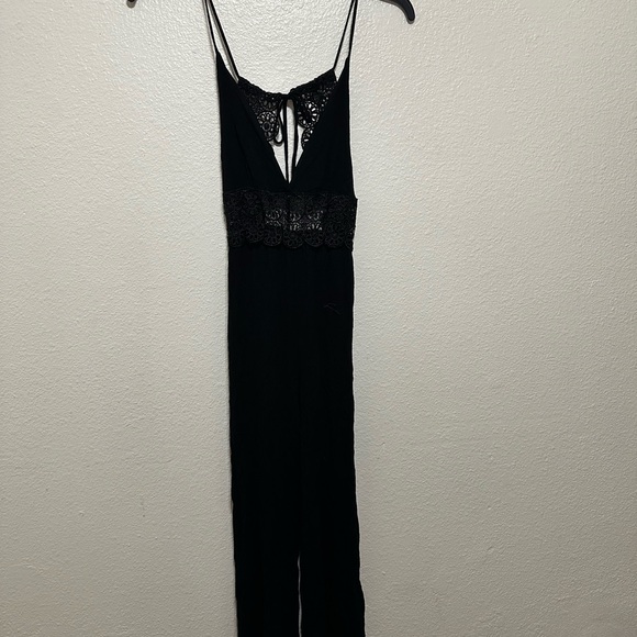Pants - Black Lace Trim Jumpsuit